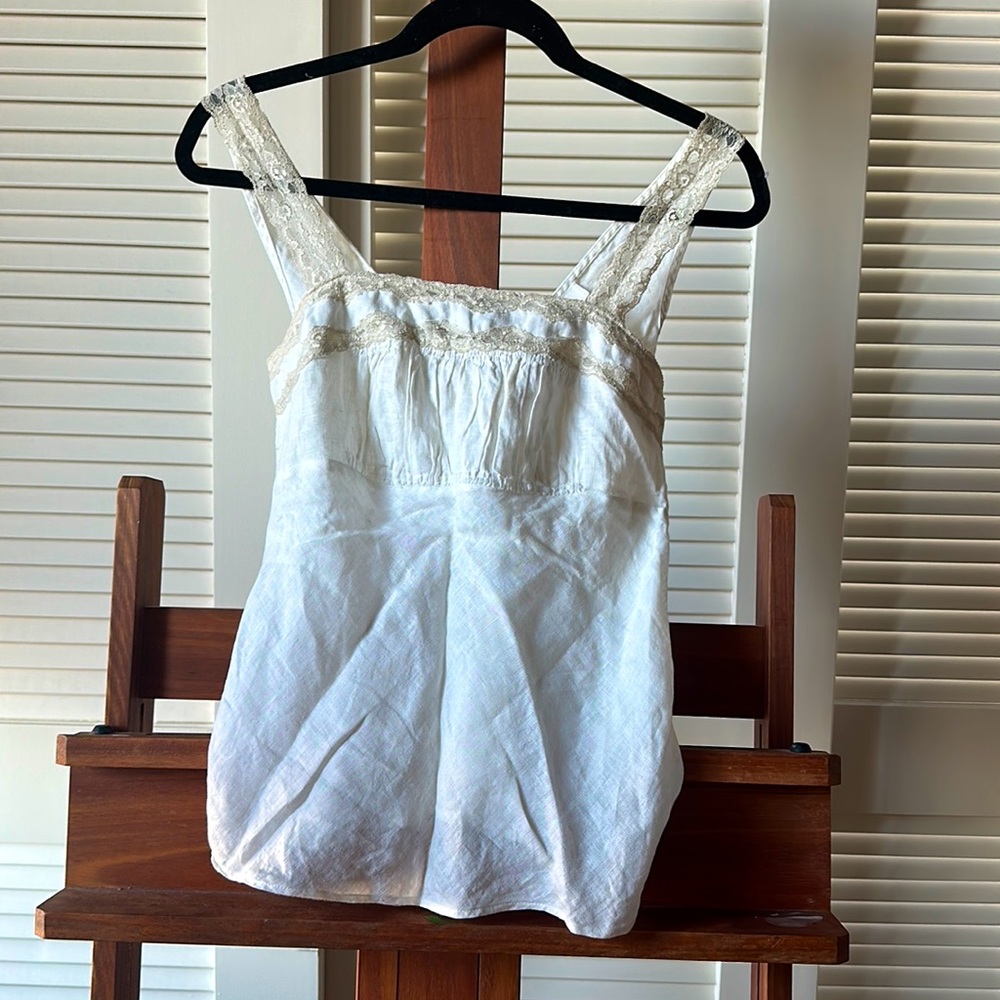 Vintage British India Linen & Lace Camisole S